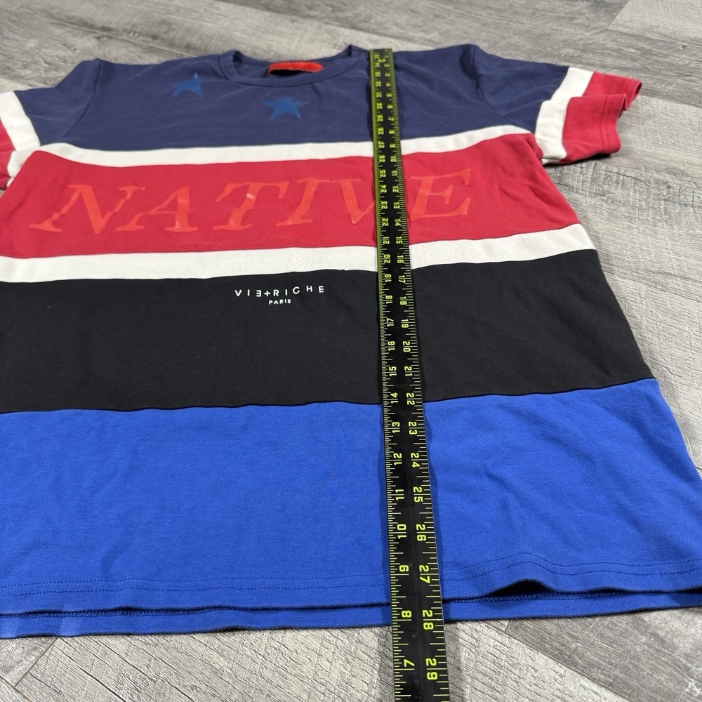 Vie Riche+Paris Men's Xl Black Designer Color Block Pullover T-shirt Multicolor - Picture 7 of 8